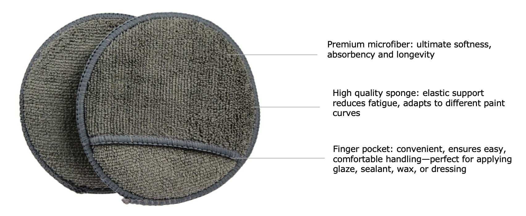 Ultra Soft Microfiber Wax Applicator Pads With Finger Pocket For Car Care