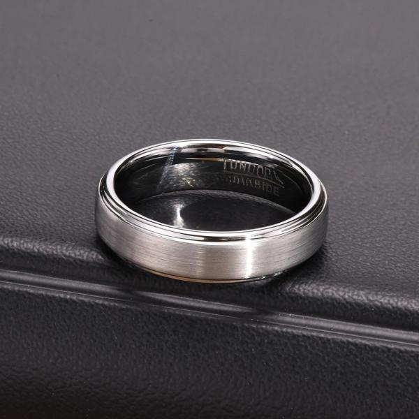 5 mm d'argent/or/noir Carbure de tungstène de base anneau brossé à l'avant-bras Hommes Femmes Fiançailles Promesse alliance