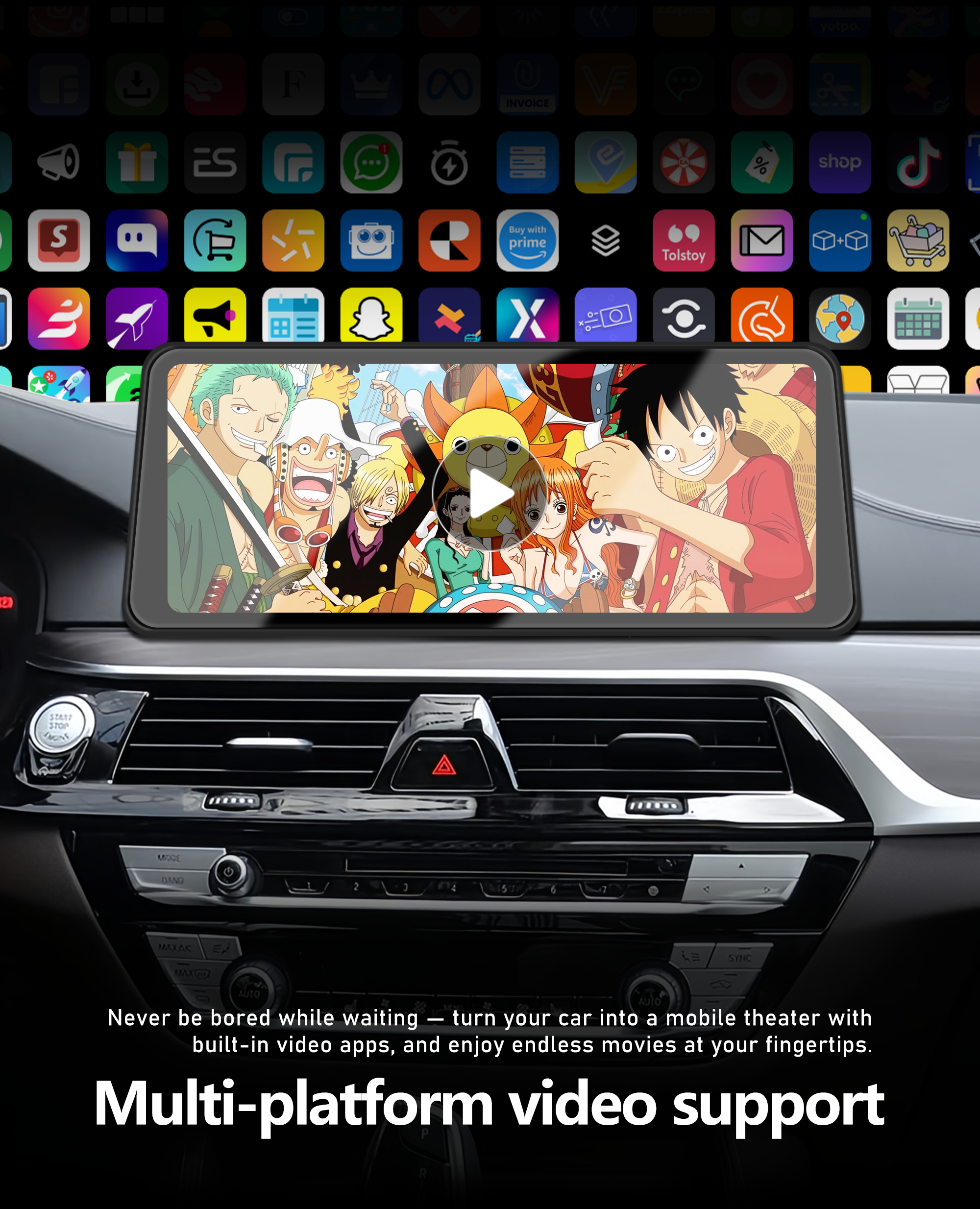 12.3inch OLED Android Touchscreen Car for Player with Frame & Harness for for BMW 5 Series/G382018-2019 Complete Set