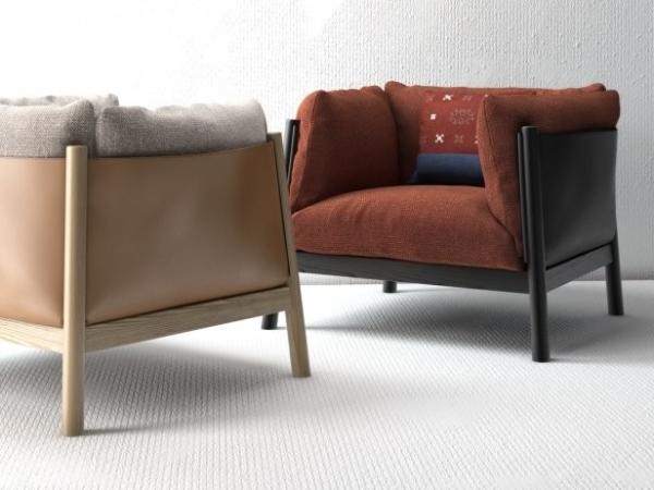 Lounge Room Modern Upholstered Sofa For Leisure Fabric Wooden Legs SGS