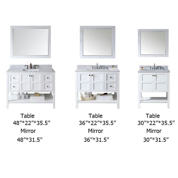 Modern Bathroom Vanity with Solid Wood Frame and Carrara Marble Countertop Vanity Combo