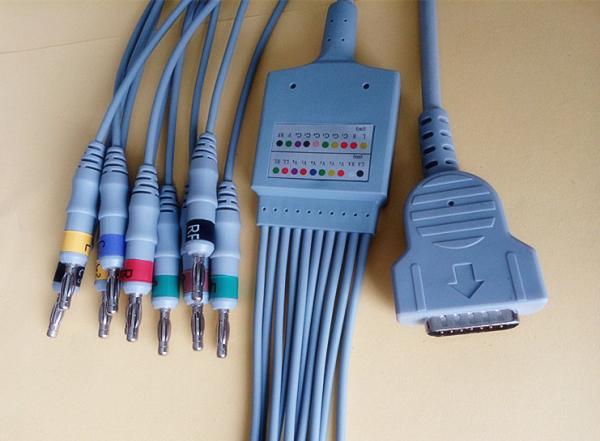 GE 15 Pin ECG / EKG Cable 10 Leads MAC 1200 MAC 500 Banana 4.0 IEC