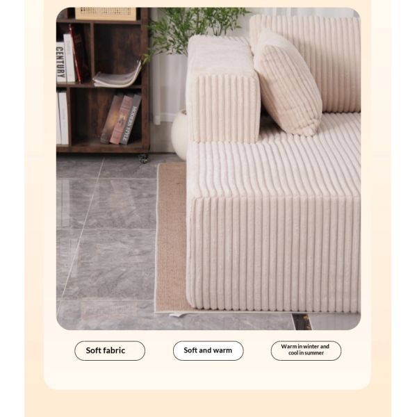 Custom Reclining L-Shape Modular Sectional Sofa Corduroy High Density Sponge Vacuum Compressed Sofa Bed for Villa Living Room