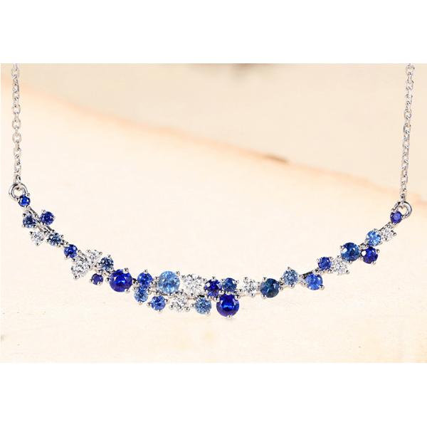 Шкентель группы цветка диаманта ожерелья 0.22ct группы сапфира девушек 40cm цепной