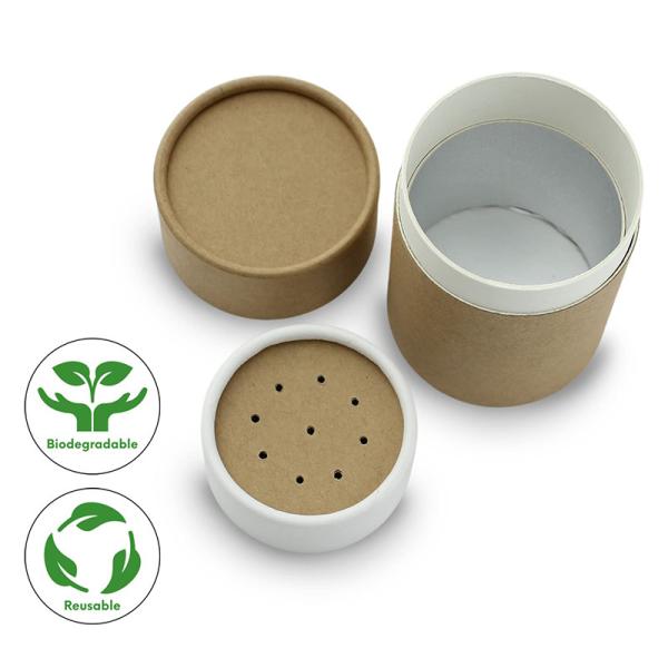 Eco Friendly Cardboard Tube Box Container Salt Shaker / Spice Tube With Paper Sifter