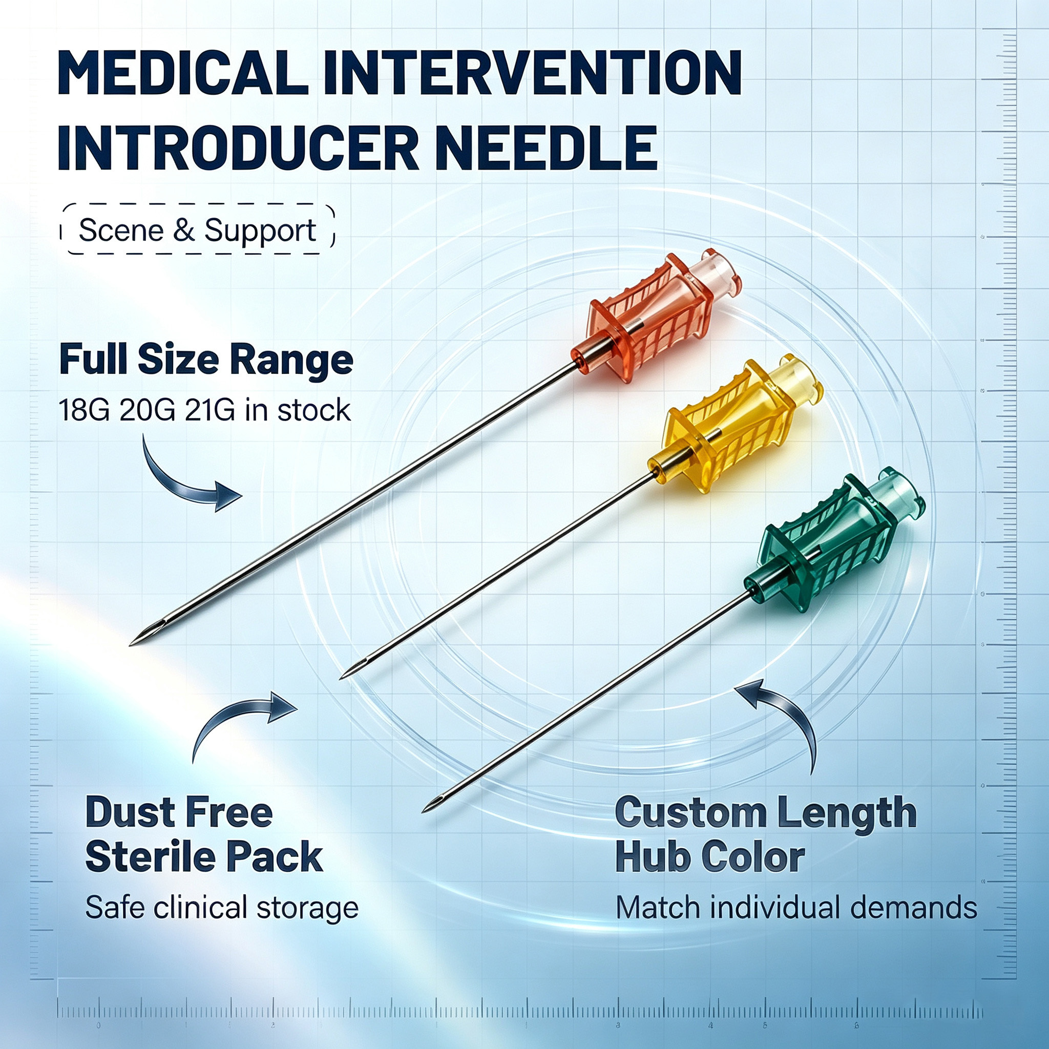 Customized 18G Interventional Needle for three bevel sharp puncture tip