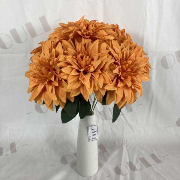 Wholesale Artificial Wedding Decoration Silk 7 Heads Dahlia Bouquets Flower