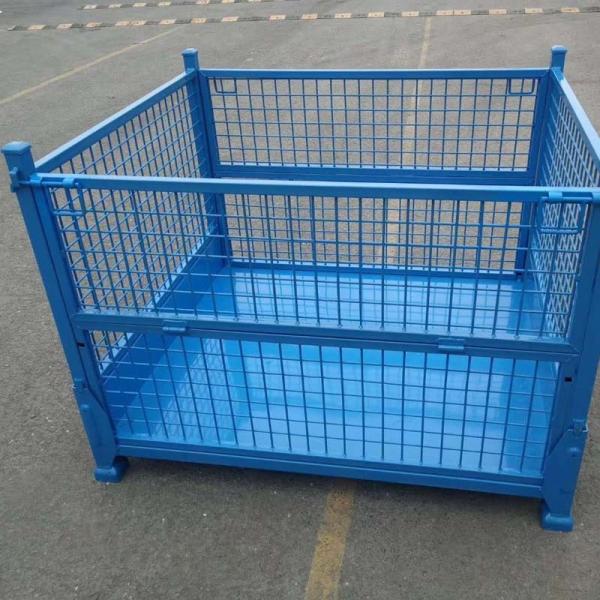 Multiple Colors Stackable Metal Pallet Box Galvanized Steel Wire Mesh Container