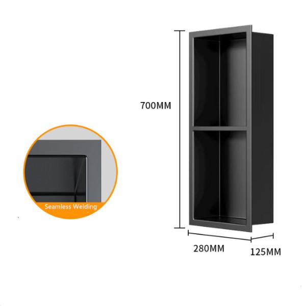 Stainless Steel Shower Niche in Matte Black for Elegant and Functional Bathroom Design
