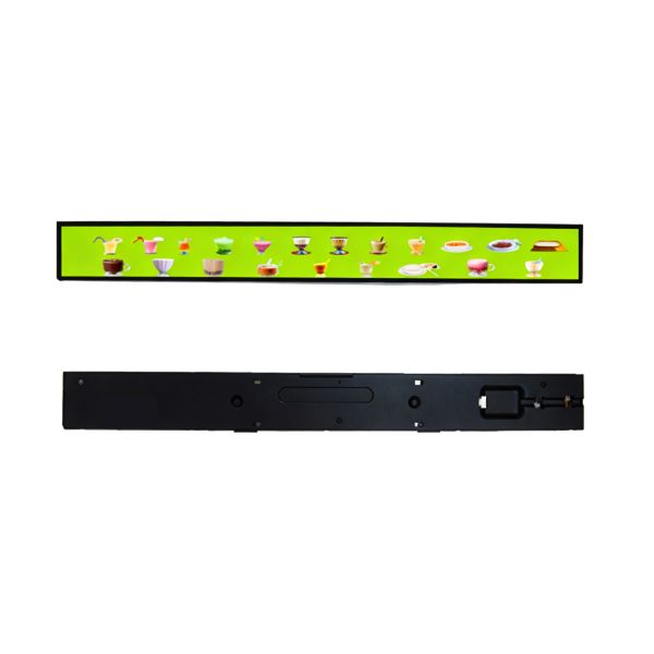 MJK 4K LCD Stretched Bar Digital Poster Advertising Display with Animation 23.6 Inch Built-In CMS Retail Shelf Monitor Strip
