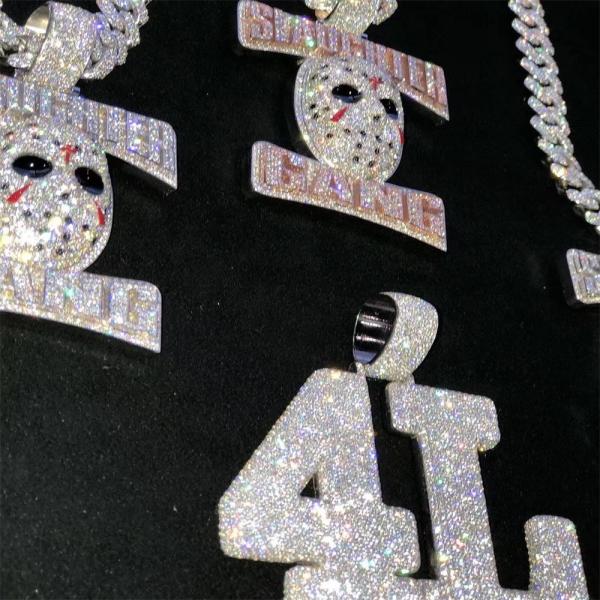Encanto 18k Hip Hop Diamond Necklace Letter Name do pendente de 1 polegada VVS Moissanite