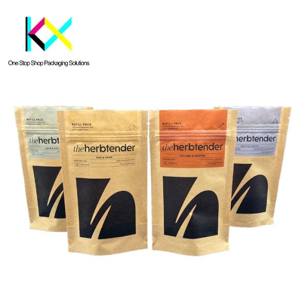 Recyclable Compostable Kraft Pouches Snack Packaging Bags EU Certified