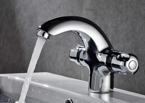 ROVATE Chrome Finished Bathroom Sink Taps , Deck Mount Faucet Dual Handles