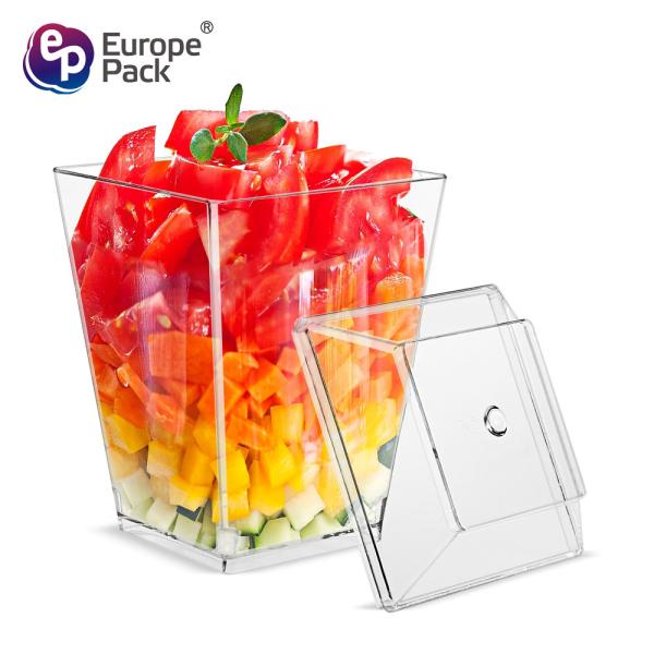 Hot sale 100% food grade 160ml square shape disposable transparent plastic yogurt cup with lid