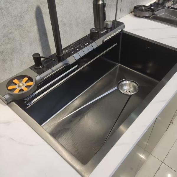Black Stainless Steel Double-Bowl Kitchen Sink Undermount