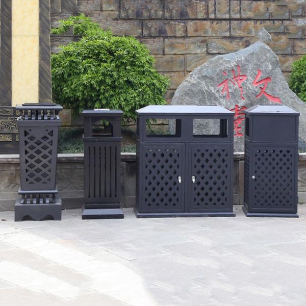 Plastic Wood Garbage Sorting Bin Customized Park Outdoor Steel Trash Can