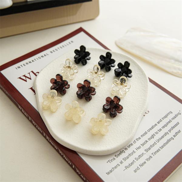 2 cm mini resin flower clip girls kids accessories DIY side clip transparent trumpet hair splinter clip