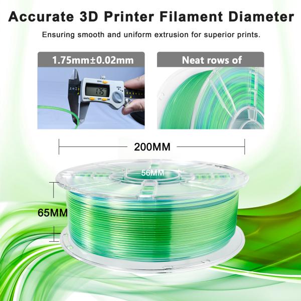Impression 3D Filament 200-240°C 1,75 mm Gradient transparent violet bleu vert PLA+ Filament Imprimante 3D