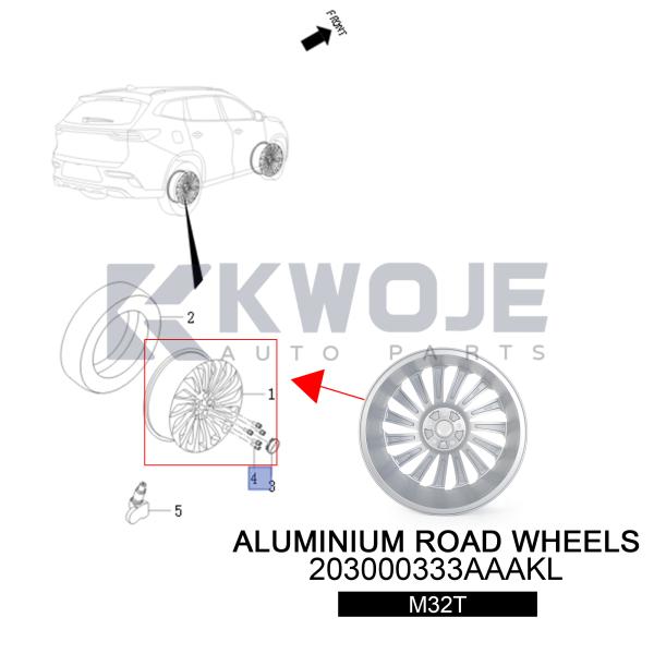 Llanta de aleación de aluminio de 19 pulgadas OEM 203000333AAAKL para ruedas EXEED TXL
