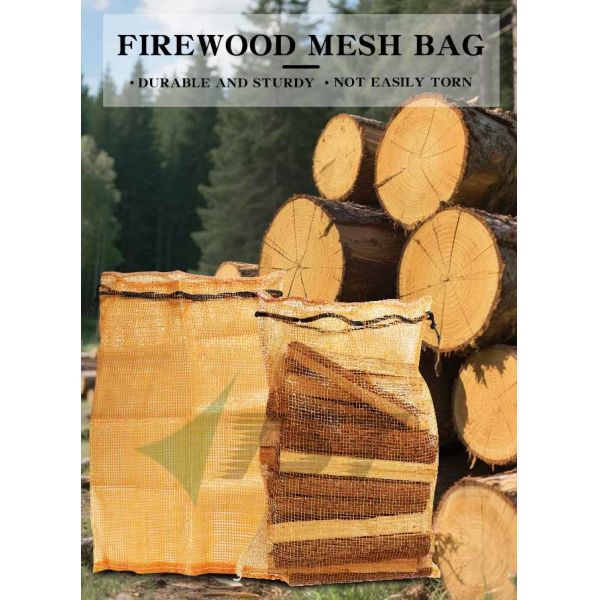 30L 40L 60L 80L  Tubular Mesh Bag With UV Protection For Firewood 