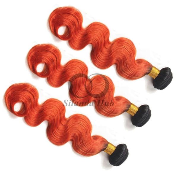 #T1B/Orange Red Body Wave Remy Human Hair Bundles Sew In Weave Bundles Brazilian Bundle Deals