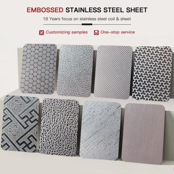 AISI 304 316 Decorative Metal Panels Textured Finish Embossed Stainless Steel Sheet