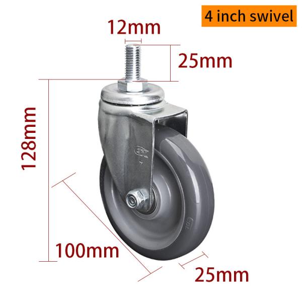 Industrial Caster Wheels 100mm 4 Inch Swivel Casters With Brake