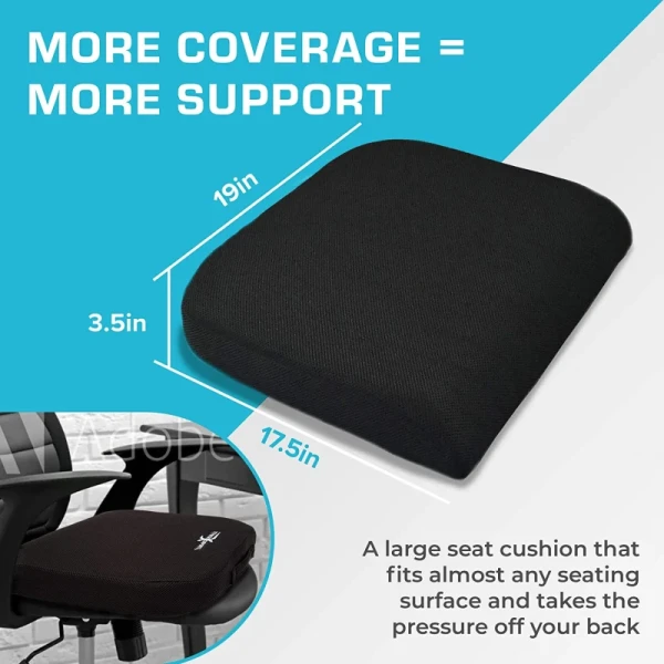 Experience Comfort with Black Memory Foam Coccyx Cushion and Removable Mesh Cover