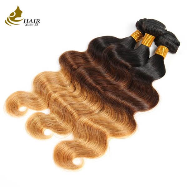 Ombre Body Wave Brazilian Virgin Hair Weave Human Hair Bundles With Closure