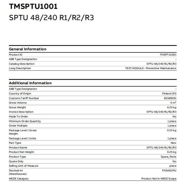 Модуль теста SPTU 240 R2 ABB