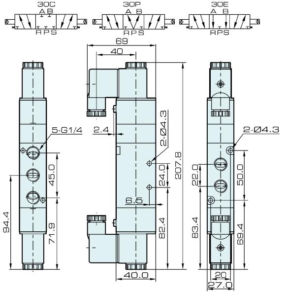 Type manière pneumatique 24VDC de la vanne électromagnétique 1/4