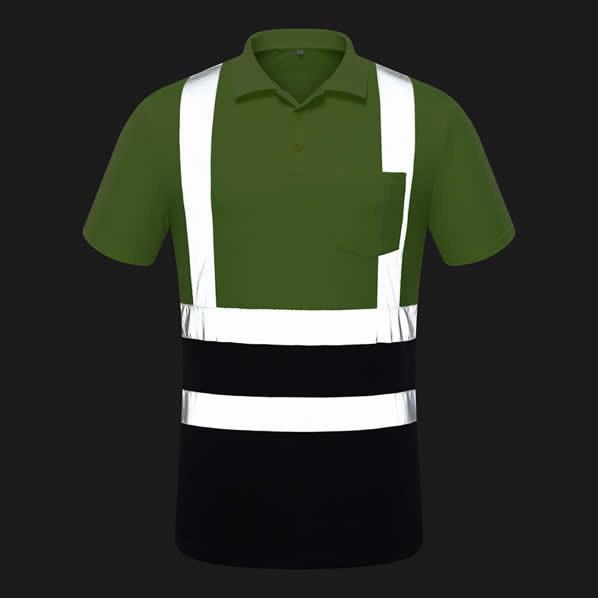 Reflective Safety Hi Vis Polo Shirt OEM breathable quick dry polyester work wear   reflective tape printed