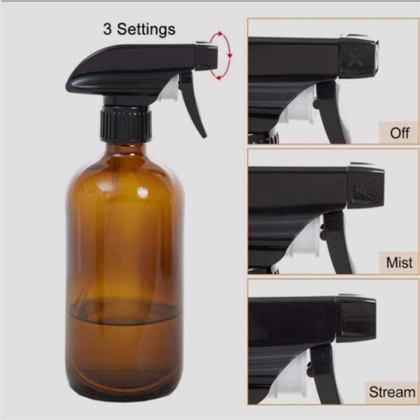 Odorless 8oz Amber Glass Trigger Spray Bottle , CE Amber Glass Bottle With Spray Top