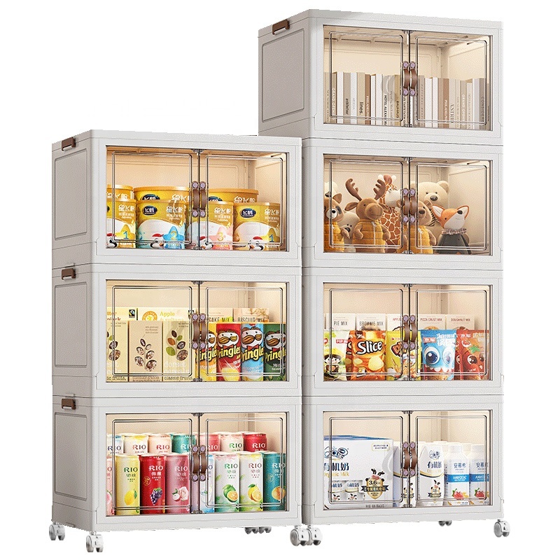 High Quality Custom Transparent Sundries Clothing Storage Folding Box Stackable Drawer Type Bedroom Storage Cabinets with Wheels