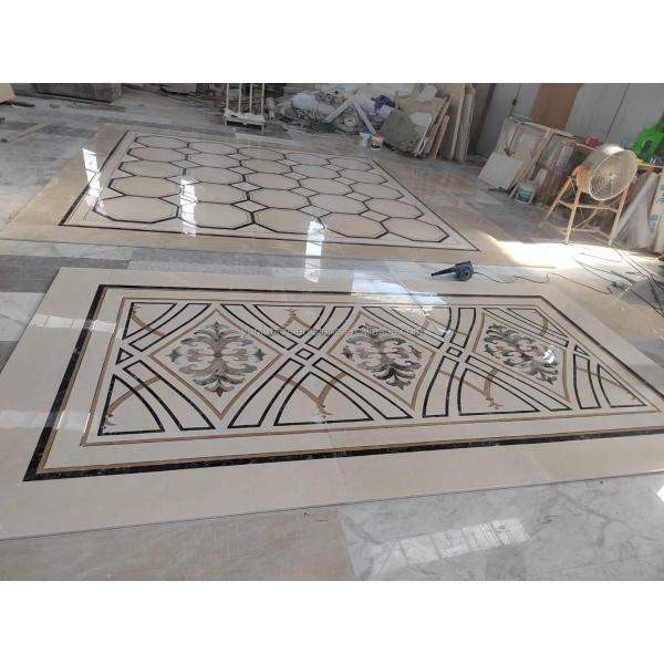 White and Yellow Marble Water Jet Carpet in Modern Design Style for Living Room Villa