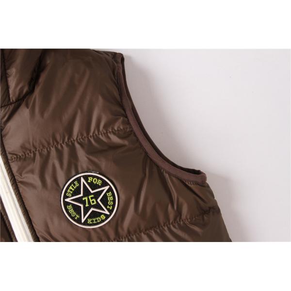 Brown 15/16 Size Kids Padded Gilet With Fur Lining Hood