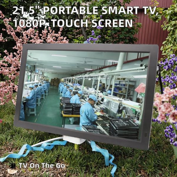 MJK 21.5 Inch Portable Smart Wireless TV 1080p LED Backlight Android OS Vertical Rotating Touch Screen Monitor Mobile HDTV