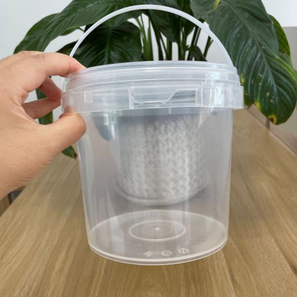Food Grade Plastic Barrels Container 1L 2L 5L Round Clear Plastic Bucket for Cream Milk
