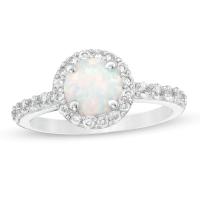 7.0m m Laboratorio-crearon a Sapphire Frame Ring del ópalo y blanca en Sterling Silver