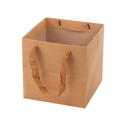 Recyclable Square Brown Kraft Paperboard Boxes Packaging Bags For Flower Arrangements