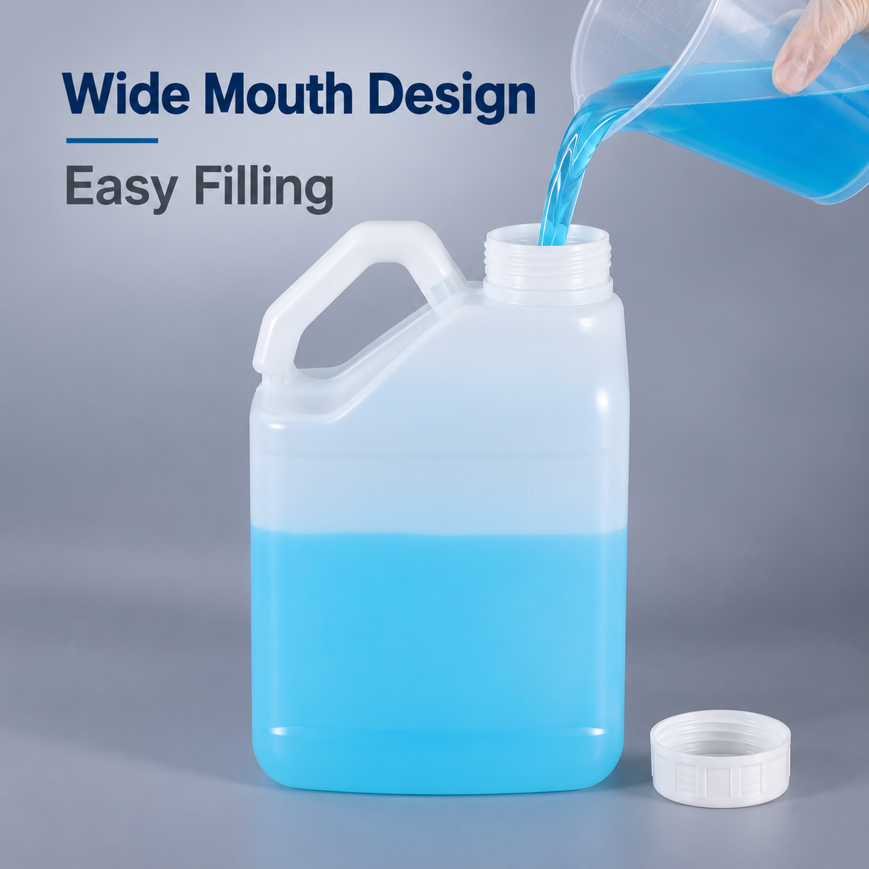 5L HDPE Plastic Jerry Can for Liquid Packaging White Translucent Plastic F-Style Jug with Handle
