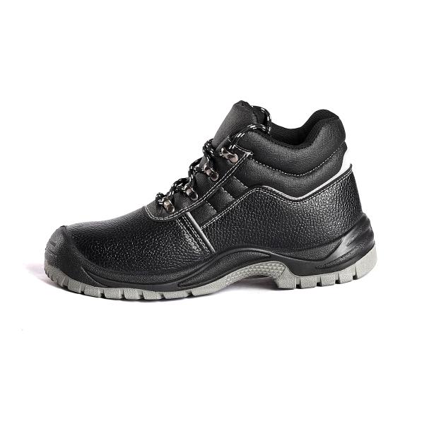OEM Factory Anti Smash Steel Toe Cap PU Sole Safety Shoes With Embossed Cow Leather Upper Work Boots