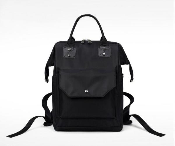 Luxury Black Polyester Kids Diaper Bag , Insulation Travel Baby Nappy Bags