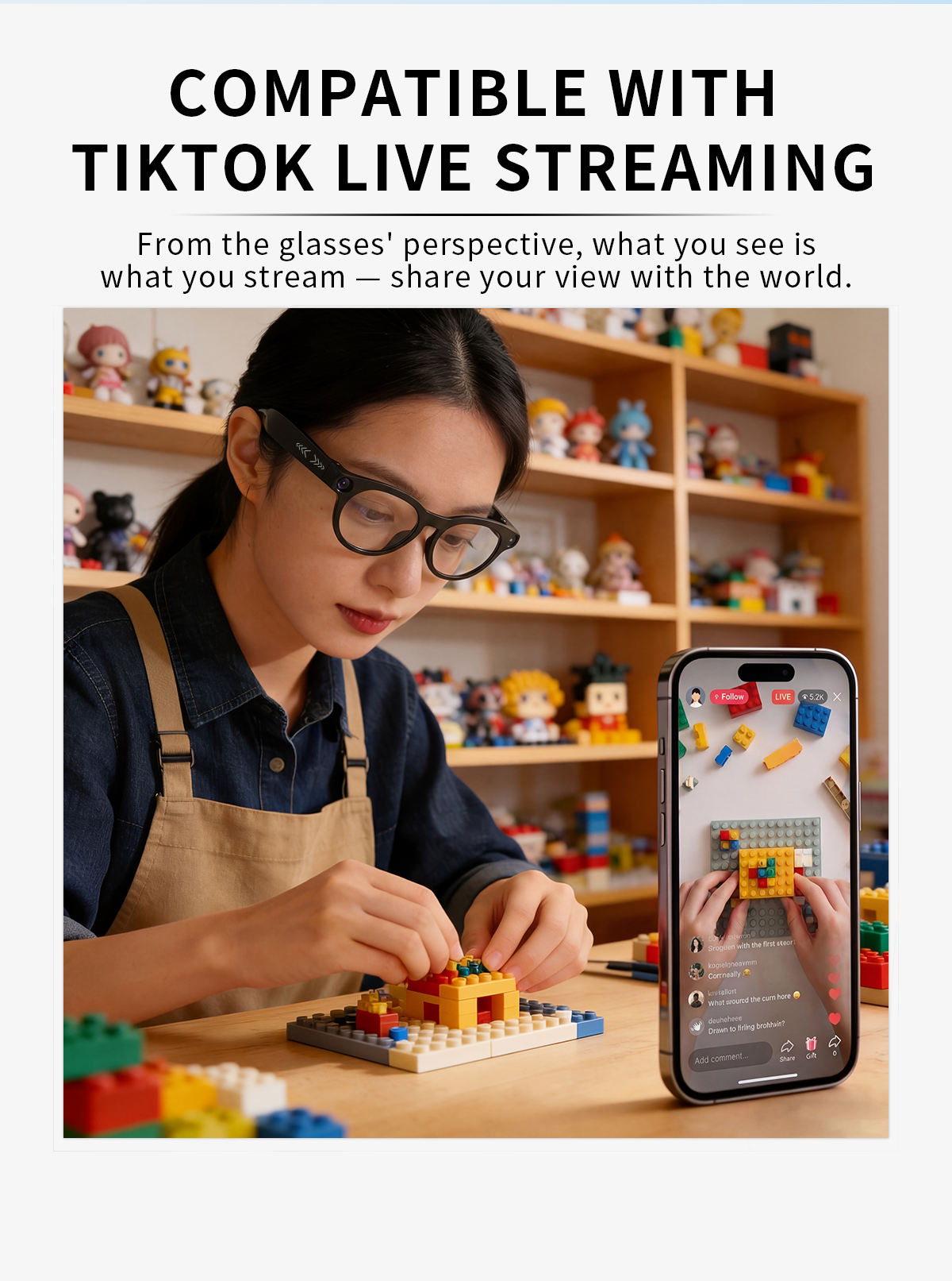 165 Languages AI Glasses Translator Audio / Video Call Translation Take Photo Video Recording