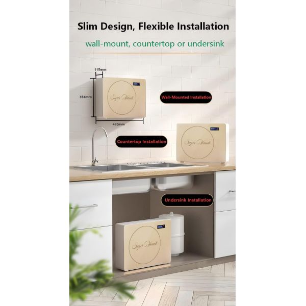 Ultra Slim Countertop RO Water Purifier With Magnetic Panel Tempered Glass Design