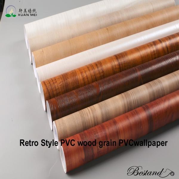 Film autoadhésif à grains de bois très brillants en PVC pour la rénovation de meubles