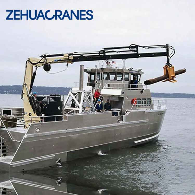 Zehua 2 Ton Hydraulic Marine Crane Mini Small Boat Deck Crane for Yacht Travel Lift & Construction