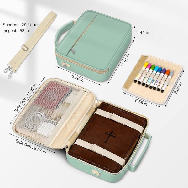 FINPAC Couverture de la Bible avec épaule, porte-livres, sac de l'église, Bible protectrice avec stylo, fentes et fermeture à glissière