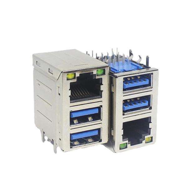 500V USB3.0 Stacked Female Micro USB Board Connector PCB ODM