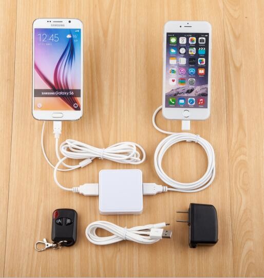 COMER 2-ports laptop anti-theft alarm acrylic display holder with USB hub